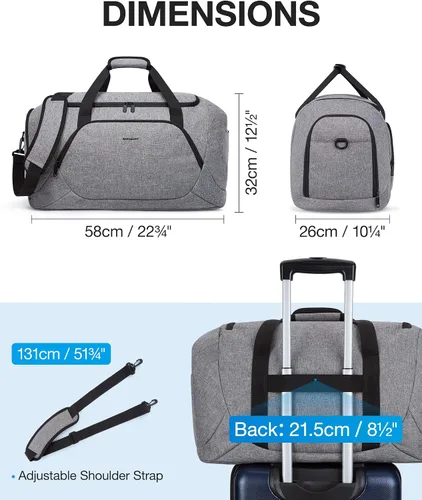 Miniatura 7 de BAGSMART Bolsa de viaje, gris, Large - 55L