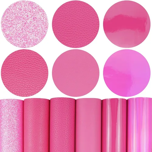 Miniatura 29 de Litchi Paquete de 6 hojas de cuero sintético de 8 x 12 pulgadas para aretes de lazo, tela de vinilo fácil de cortar para Cricut, cuero sintético