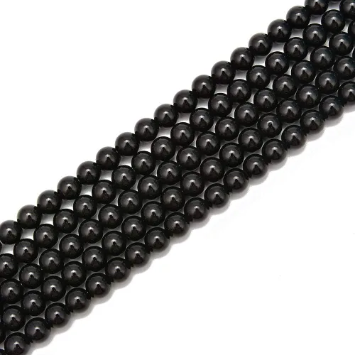 Miniatura 5 de Agujero grande de 0.079 pulgadas de ónix negro liso redondo de 0.394 pulgadas (0.394 in), piedra de energía curativa, cuentas sueltas