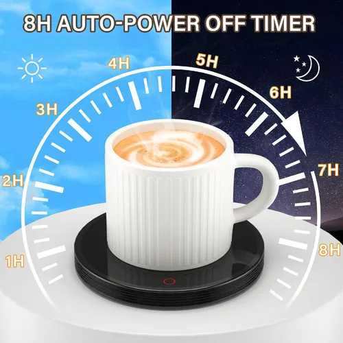 Miniatura 4 de GLSY Calentador de taza de café, calentador de tazas para escritorio, plato calentador de bebidas eléctrico con 2 ajustes de temperatura para té