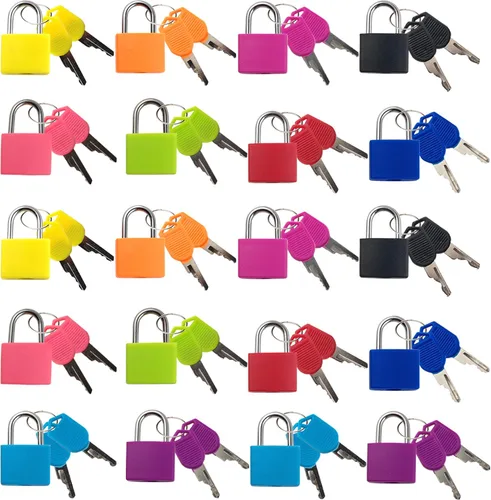 TIHOOD 20 cerraduras de maleta con llaves, mini candado multicolor con llave, candado de metal, candados para equipaje, candados de cobre cubiertos