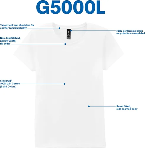 Miniatura 2 de Gildan - Camiseta de algodón pesado para mujer, estilo G5000L, paquete de 2