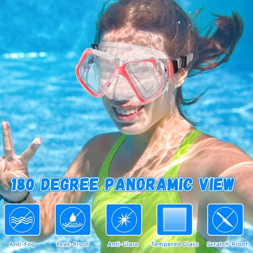 Miniatura 4 de Fabbay 3 gafas de natación con cubierta para la nariz, gafas de natación para adultos, esnórquel, paquete de gafas de natación para jóvenes, hombres