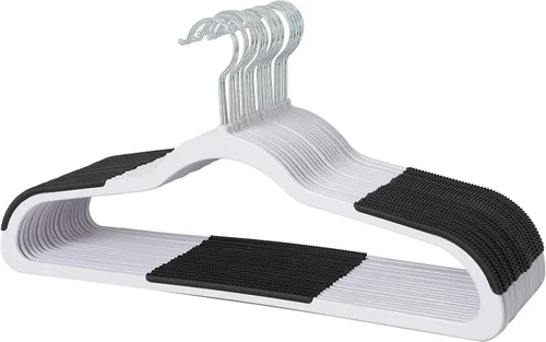 Finnhomy Paquete de 50 perchas de plástico resistentes, perchas para ropa con almohadillas antideslizantes de nueva generación, organizador fácil de