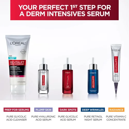 Miniatura 10 de L'Oreal Paris Revitalift - Gel limpiador iluminador con ácido glicólico puro al 3,5% con ácido salicílico, 6,7 onzas líquidas