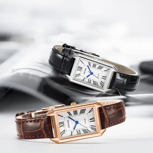 Miniatura 2 de Reloj clásico de cuarzo para mujer, elegante y resistente, con correa de piel de vacuno, perfecto para cualquier ocasión
