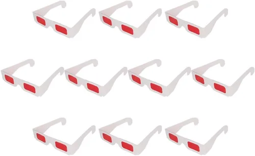 Othmro 10 gafas duraderas estilo 3D 3D, gafas de visión 3D, gafas de juego de películas 3D, gafas 3D rojo-rojas, marco de cartón, lente de resina