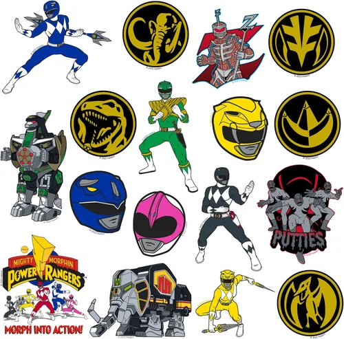 Miniatura 4 de Mighty Morphin' Power Rangers - Paquete variado de 100 calcomanías de vinilo grandes de lujo – Calcomanías oficiales de Power Rangers – Laptop