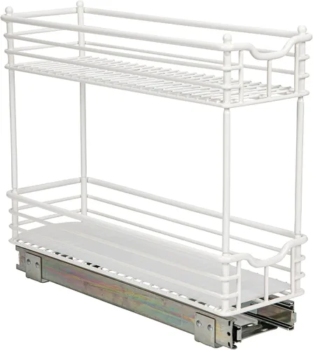Miniatura 13 de Household Essentials Organizador deslizante de dos niveles de acero blanco con forros de plástico
