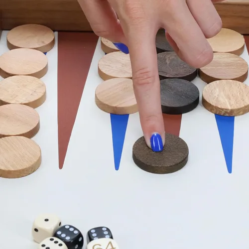 Miniatura 3 de WE Games Juego de backgammon de madera de lujo, interior azul y marrón, 19 pulgadas, hecho a mano en Grecia
