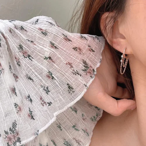 Miniatura 2 de Reffeer Aretes colgantes de cadena de plata de ley 925 para mujeres, adolescentes y niñas