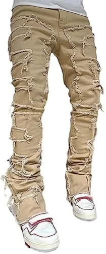 Pantalones de mezclilla Y2K Hip Hop para hombre, estilo casual, cintura alta, pierna ancha, holgados, bordados, Harajuku, pantalones de mezclilla