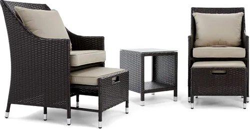 Miniatura 9 de Serta Laguna - Juego de muebles de patio para exteriores, 5 piezas, sillas reclinables de mimbre marrón con otomanas, cojines y mesa auxiliar
