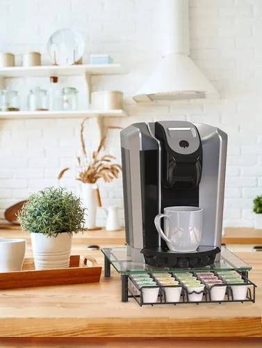 Miniatura 3 de Deco Brothers Cajón Portador de Cristal Templado para K-Cup para Almacenamiento de 30 Cápsulas de Café, Negro