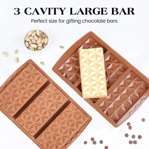 Miniatura 5 de 2 moldes de barra de chocolate de silicona profunda grandes moldes de chocolate se rompen en forma de pirámide, moldes gruesos para barra de caramelo