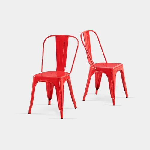 Miniatura 3 de AC Pacific Sillas de comedor de metal industrial de 18 pulgadas de altura, asiento apilable de cocina o bar, diseño moderno y duradero, muebles