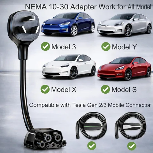 Miniatura 4 de Adaptador para Tesla NEMA 10-30, adaptador de cargador móvil Tesla solo para Gen 2 y 3, enchufe de 240 V y toma de corriente 10-30 a 24 amperios