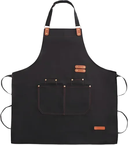 Miniatura 15 de Delantal de Cocina Teskyer con Bolsillos, Resistente al Agua y al Aceite, Delantal de Lona con Espalda Cruzada para Hombre Mujer Chef Servidor
