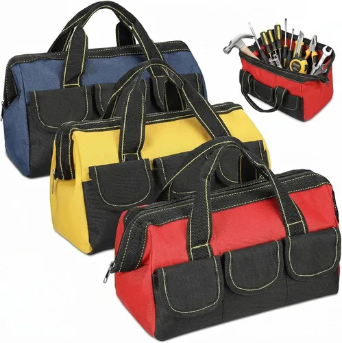 Sanwuta Paquete de 3 bolsas de herramientas para hombres con parte inferior dura impermeable, bolsa de herramientas de alta resistencia de boca