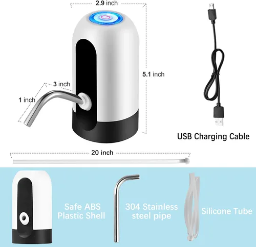 Miniatura 8 de Dispensador de botellas de agua, bomba de agua para botellas de 5 galones, carga USB, batería recargable, dispensador de jarra portátil