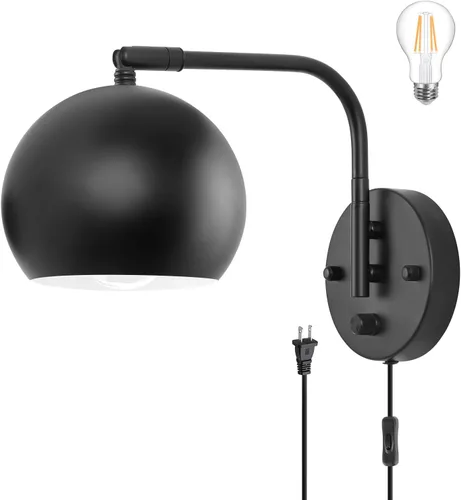 Miniatura 12 de Apliques de pared VATONI enchufables, apliques de pared regulables con brazo oscilante con cable de enchufe y interruptor de regulación con botón