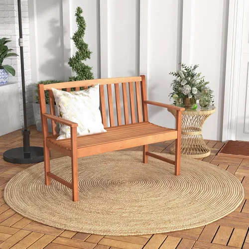 Miniatura 2 de Giantex Banco para exteriores, banco de patio de madera con cómodos reposabrazos y respaldo, área de estar de listones, marco de madera
