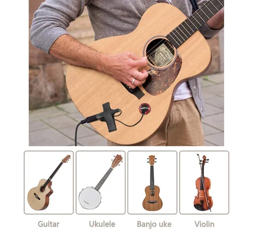 Miniatura 2 de YACSEJAO Micrófono de contacto, pastilla piezoeléctrica para guitarra, ukelele, violín, mandolina, banjo, kalimba, bajo y transductor eléctrico