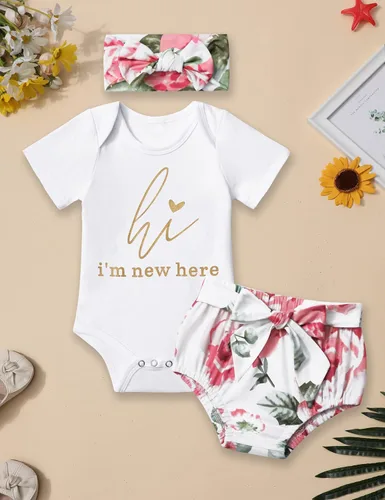 Miniatura 5 de Ropa para bebé recién nacida, conjunto de mameluco de arcoíris, conjunto corto de verano para hermana pequeña, 3 piezas