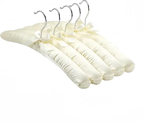 Miniatura 8 de Paquete de 10 perchas acolchadas de satén para ropa de mujer, perchas antideslizantes de tela de esponja para ropa, percheros para suéter, abrigo