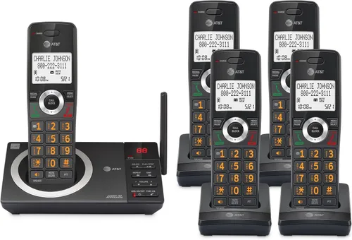 Miniatura 22 de AT&T DECT 6.0 Teléfono doméstico con cable/inalámbrico con 2 auriculares y contestador automático, bloqueador inteligente de llamadas, identificador