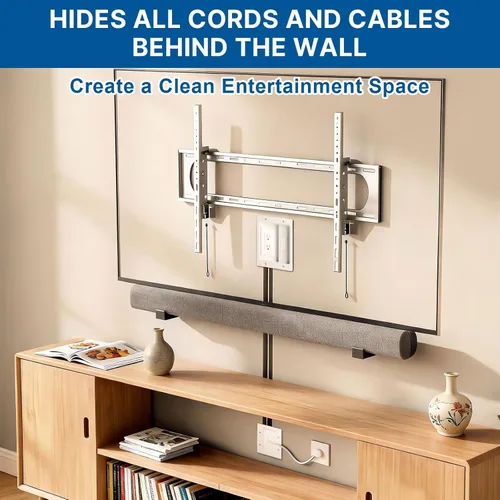 Miniatura 2 de in Kit de gestión de cables de pared con cable de extensión de alimentación de 9.8 pies, ocultador de cable de TV para televisores montados