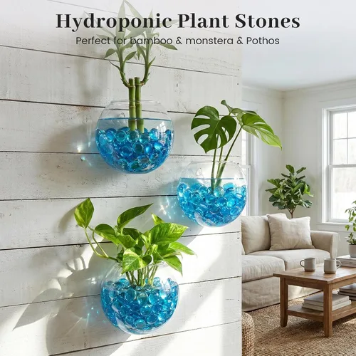 Miniatura 4 de FUTUREPLUSX Cuentas de vidrio planas de 5 libras, cuentas de vidrio azul ceruleano para acuarios, jarrones, decoración de mesa