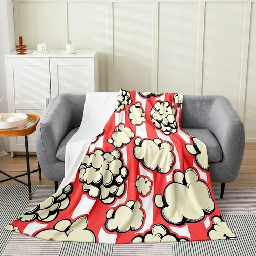 Miniatura 21 de Manta de felpa con diseño de palomitas de maíz, para niños, niñas, adolescentes, cine para todas las estaciones, manta de cama transpirable a