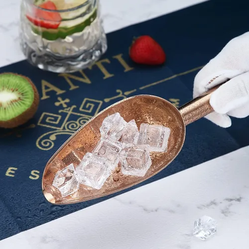 Miniatura 5 de Berglander Cuchara de hielo de acero inoxidable oro rosa de 6 onzas, cuchara de hielo de metal chapado en cobre de titanio para máquina de hielo, 4.