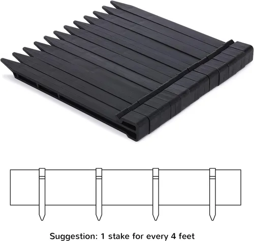 Miniatura 6 de Borde de jardín de plástico negro, bobina de borde de 5 pulgadas de alto, flexible y reforzado con tratamiento anti-UV (20 pies con 6 estacas)