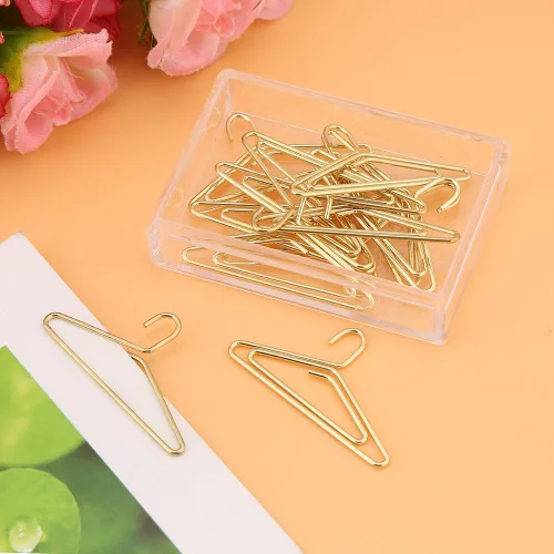 Miniatura 2 de 12 clips de papel con forma de colgador, marcapáginas de alambre de metal, clip organizador de documentos, suministros de papelería para oficina