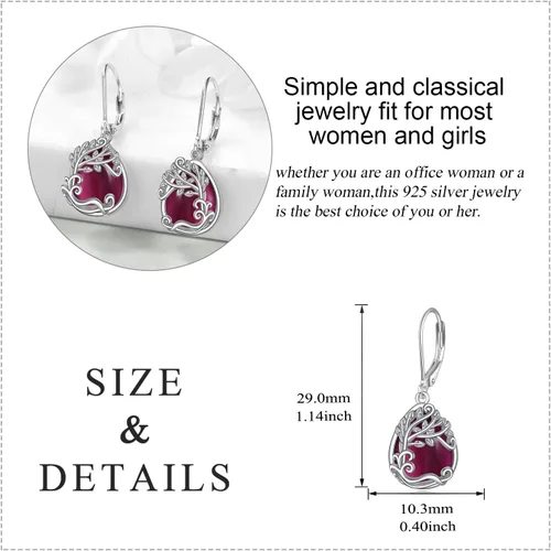 Miniatura 64 de Aretes colgantes con forma de lágrima de filigrana de piedra lunar de plata de ley 925 con cierre de palanca para mujer, regalos de joyería