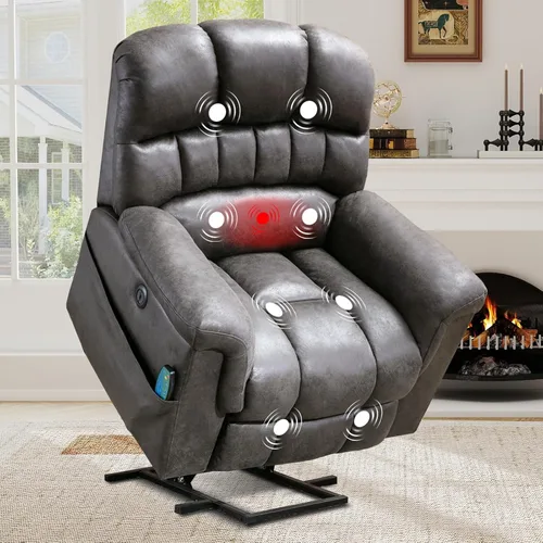 Miniatura 16 de HAOMARKETS Sillón reclinable de elevación eléctrica de gran tamaño con masaje y calor para personas mayores, silla reclinable de elevación eléctrica