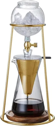 Miniatura 5 de Nispira Moderna Cafetera de Café Helado de Infusión Fría con Goteo Lento de Acero Inoxidable de Color Cobre 400mL de Vidrio de Borosilicato