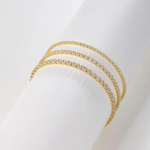 Miniatura 5 de Pulsera de oro para mujer, chapada en oro de 14 quilates, con cuentas de margaritas y perlas de tenis, joyería simple
