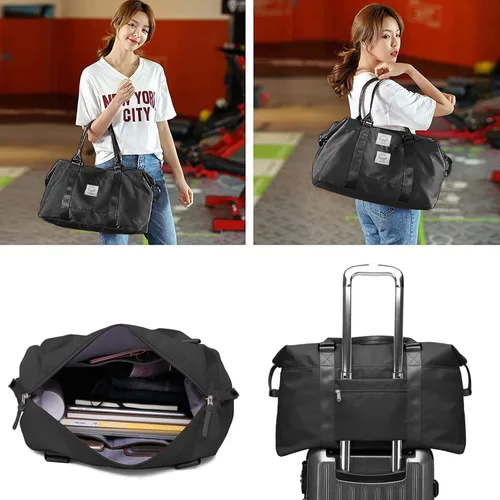 Miniatura 7 de Suruid Bolsa de viaje para mujer, bolsa de viaje para mujer, bolsa de viaje deportiva, gimnasio, bolsa de lona con bolsillo húmedo, bolsa de viaje