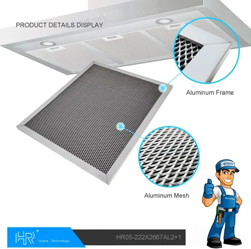 Miniatura 4 de HR 97007696 Huare - Filtro de campana extractora 2 en 1 de 8.75 x 10.5 pulgadas, malla de aluminio con filtro de campana extractora de carbón