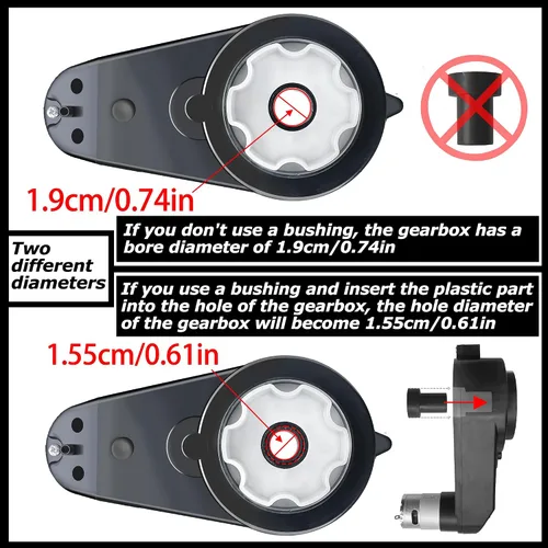 Miniatura 3 de Paquete de 2 cajas de engranajes de ruedas eléctricas de 12 V de apertura de 0.7 in/0.74 pulgadas, 12 voltios, piezas de repuesto para automóvil