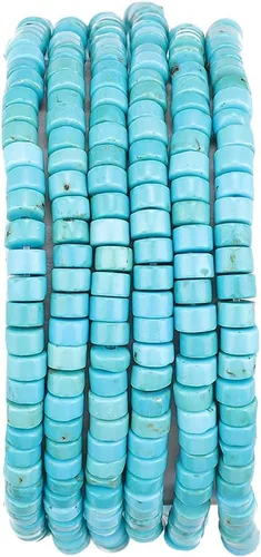 BEADIA Cuentas Espaciadoras de Turquesa Azul Natural Semipreciosas para Hacer Joyas con Encabezados Sueltos 4mmx2mm 38cm Azul turquesa