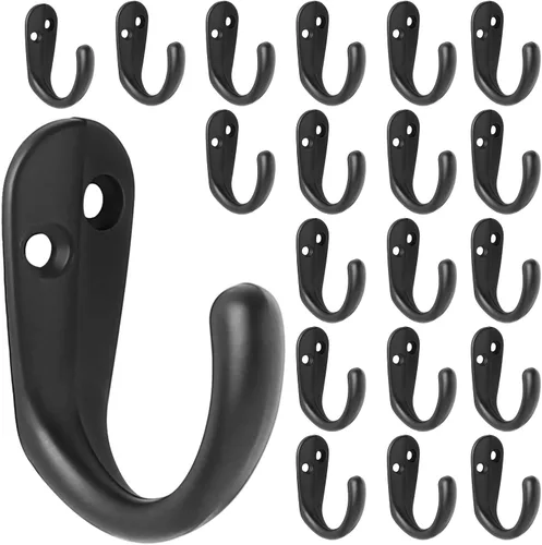 Miniatura 10 de IBosins 15 ganchos para abrigos montados en la pared, gancho único para batas para colgar toallas con 30 tornillos para bolsos, sombrero, gorra
