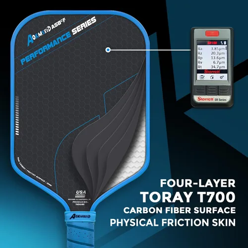 Miniatura 2 de AKS Performance Series Pickleball Paddles Set - Toray T700 Raw Carbon Fiber Pickleball Paddle with Friction Surface, 16mm Powerful Polymer Core, Azul