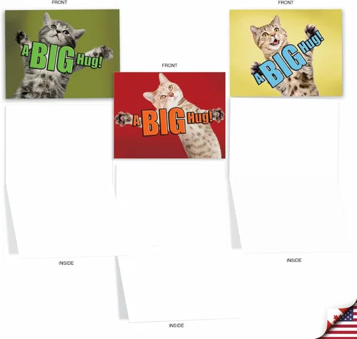 Miniatura 2 de The Best Card Company - 10 tarjetas de gato en blanco para todas las ocasiones (4 x 5.12 pulgadas) - Lindo juego de tarjetas a granel surtido - Cat