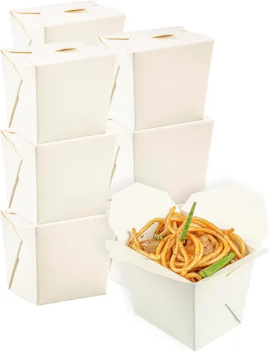 Miniatura 16 de Restaurantware Cajas chinas para llevar, paquete de 25 cajas de 8 onzas, resistentes a la grasa, contenedores de comida para llevar, desechables
