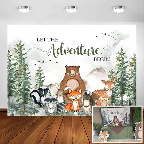 Avezano Telón de fondo de baby shower con texto en inglés "Let The Adventure Begin Baby Show", decoración de fiesta para niños, pancarta de desierto
