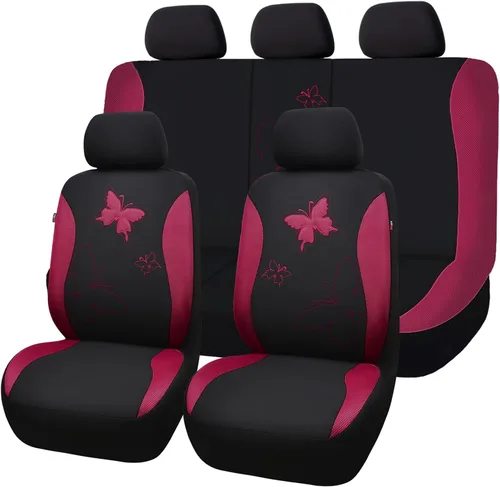 Miniatura 25 de Flying Banner - Juego completo de fundas para asiento de automóvil Butterfly, estilo universal de moda para mujer, para banco trasero (divisible)